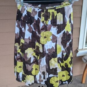 Tribal Zip Up Floral Skirt with Bead Detail At Waist